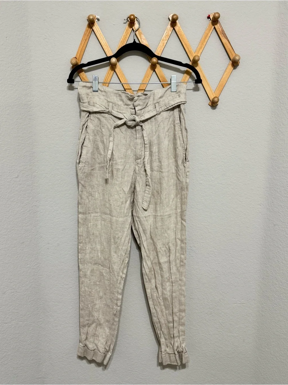 Reformation Fisher Tan Sand Paperbag Pants Size 4